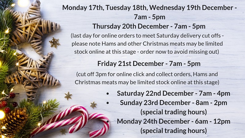 christmas trading hours newsletter