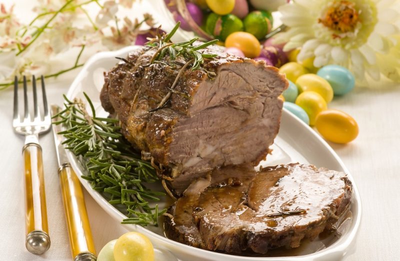 roasted meat over easter table