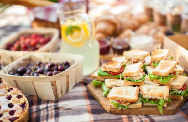 photo outdoor picnic picnic, nature in the garden, snacks, cupboards, close-up